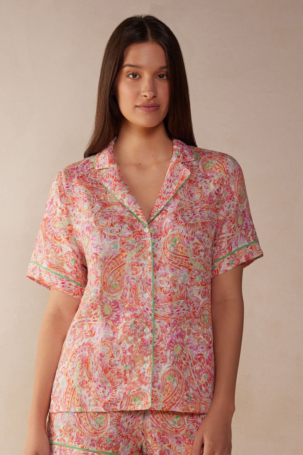 Intimissimi Summer Journey Kort Sleeve Linen Shirt Gekleurd | 52074VQOH