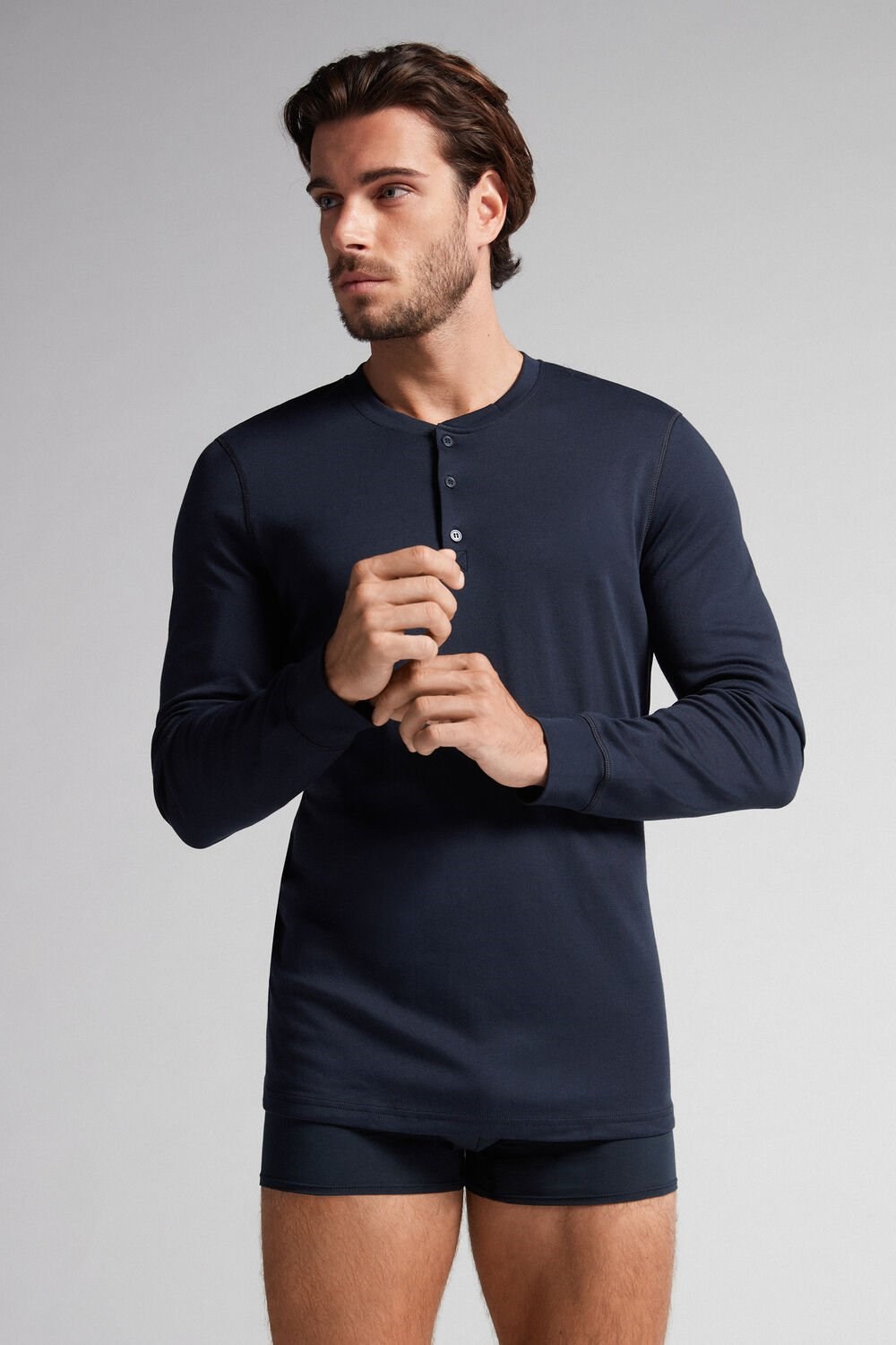 Intimissimi Supima Interlock Long-Sleeve Top Blauw | 32549TYJX