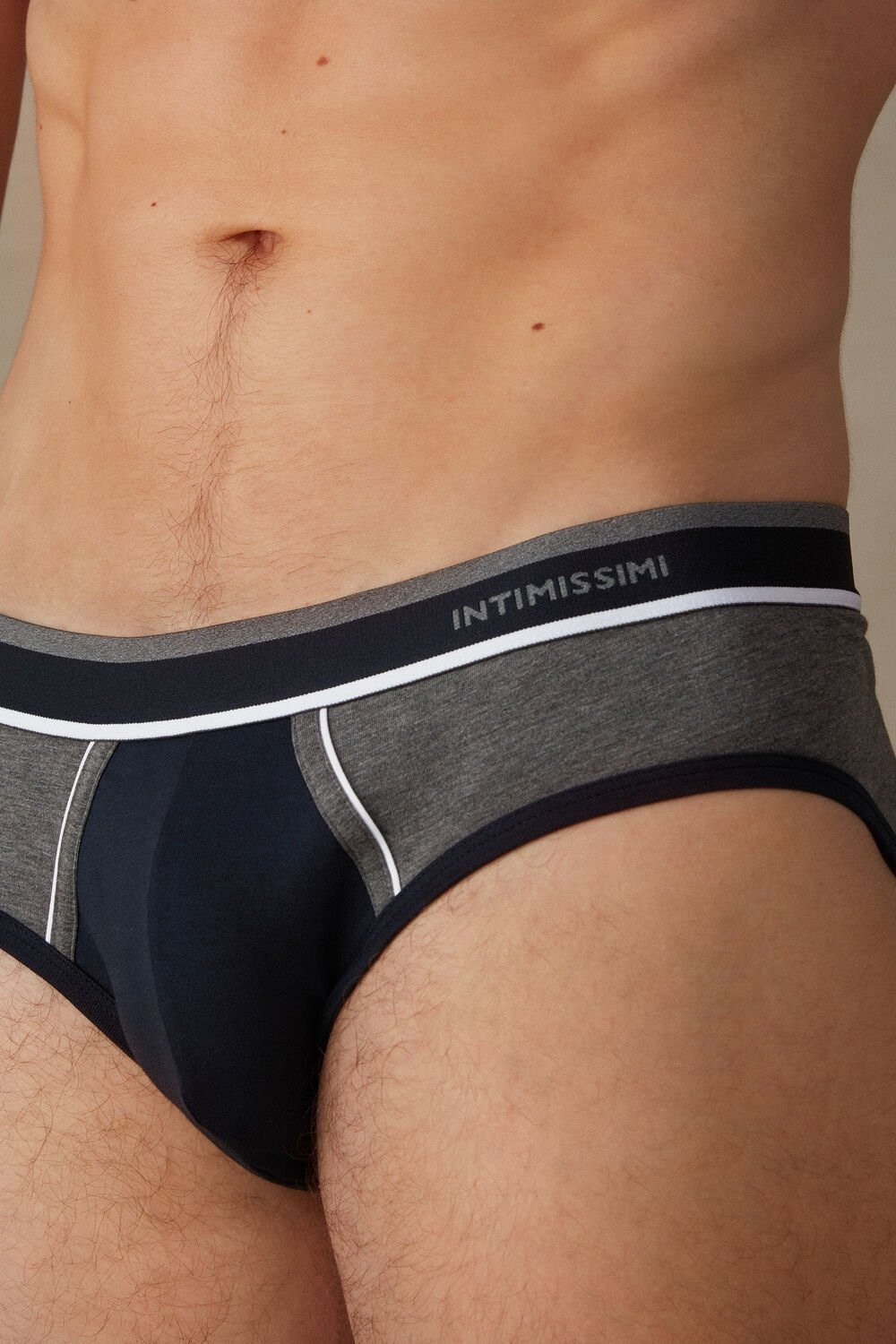 Intimissimi Two-Tone Stretch Supima® Katoenen Briefs Blauw Blauw Grijs | 61307GMDO