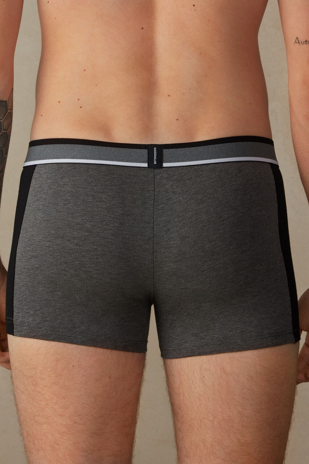 Intimissimi Two-tone Boxers in Stretch Supima® Katoenen Zwart Grijs Zwart | 46059SLCJ