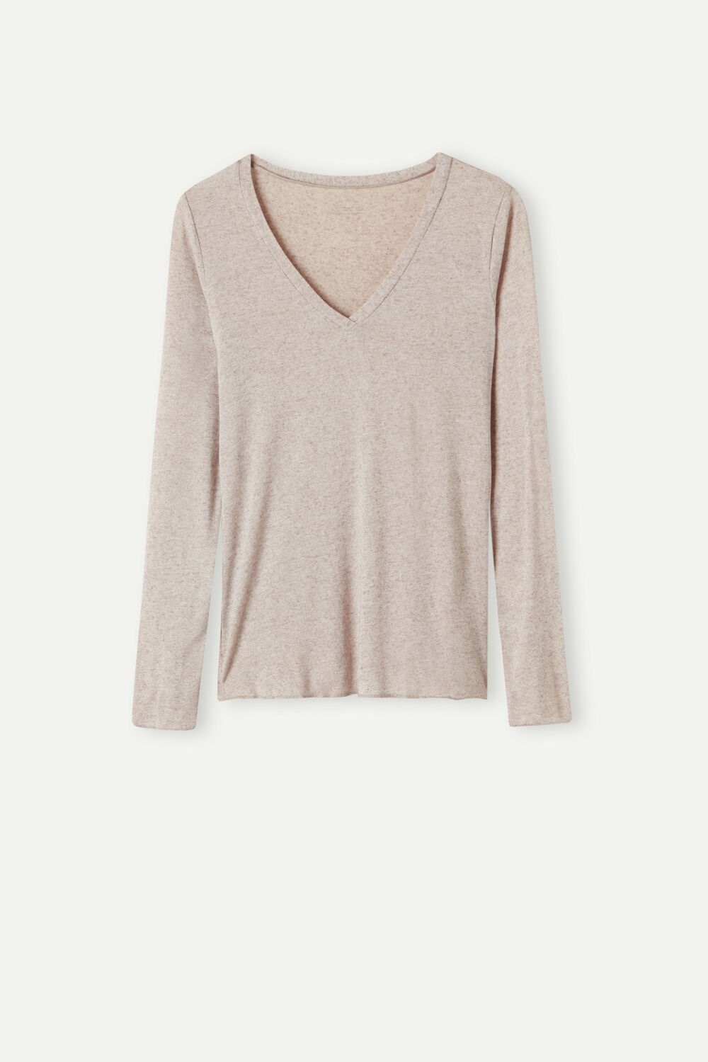 Intimissimi V-neck top in Modal Ultralight with Cashmere Beige | 15824SETH