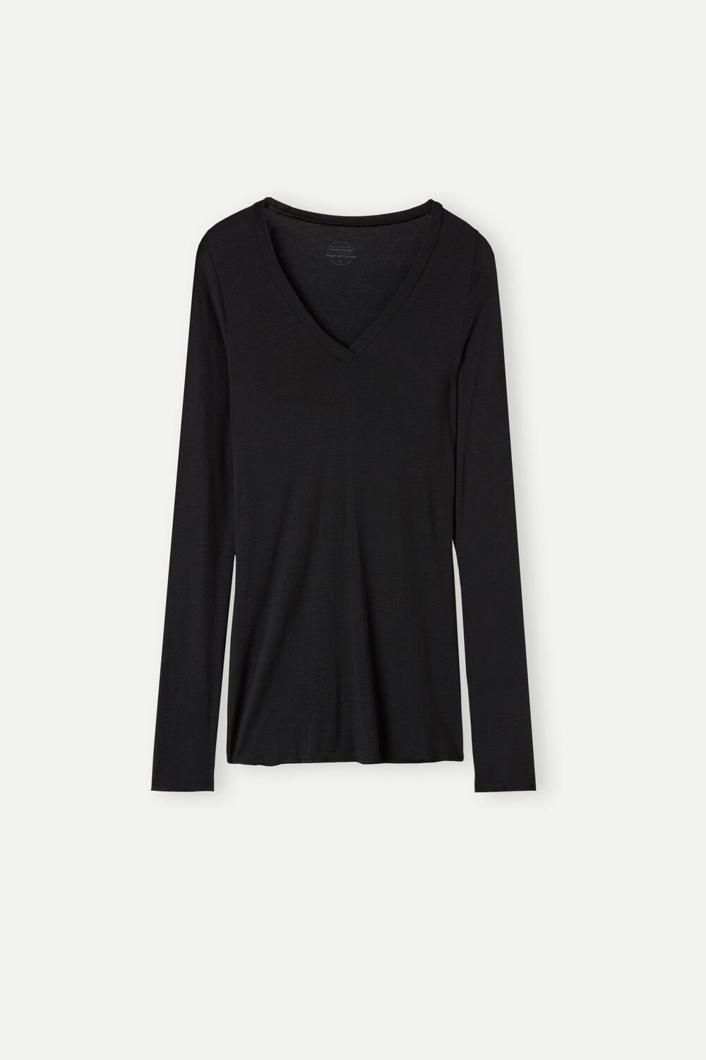 Intimissimi V-neck top in Modal Ultralight with Cashmere Zwart Zwart | 43912BQRC