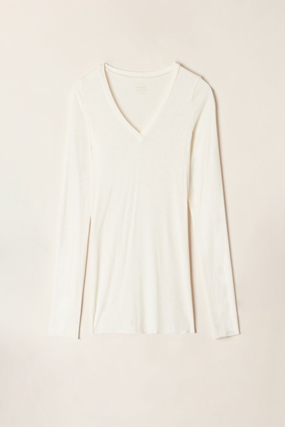 Intimissimi V-neck top in Modal Ultralight with Cashmere Ivory - 231i - Vanilla | 96813XYCE