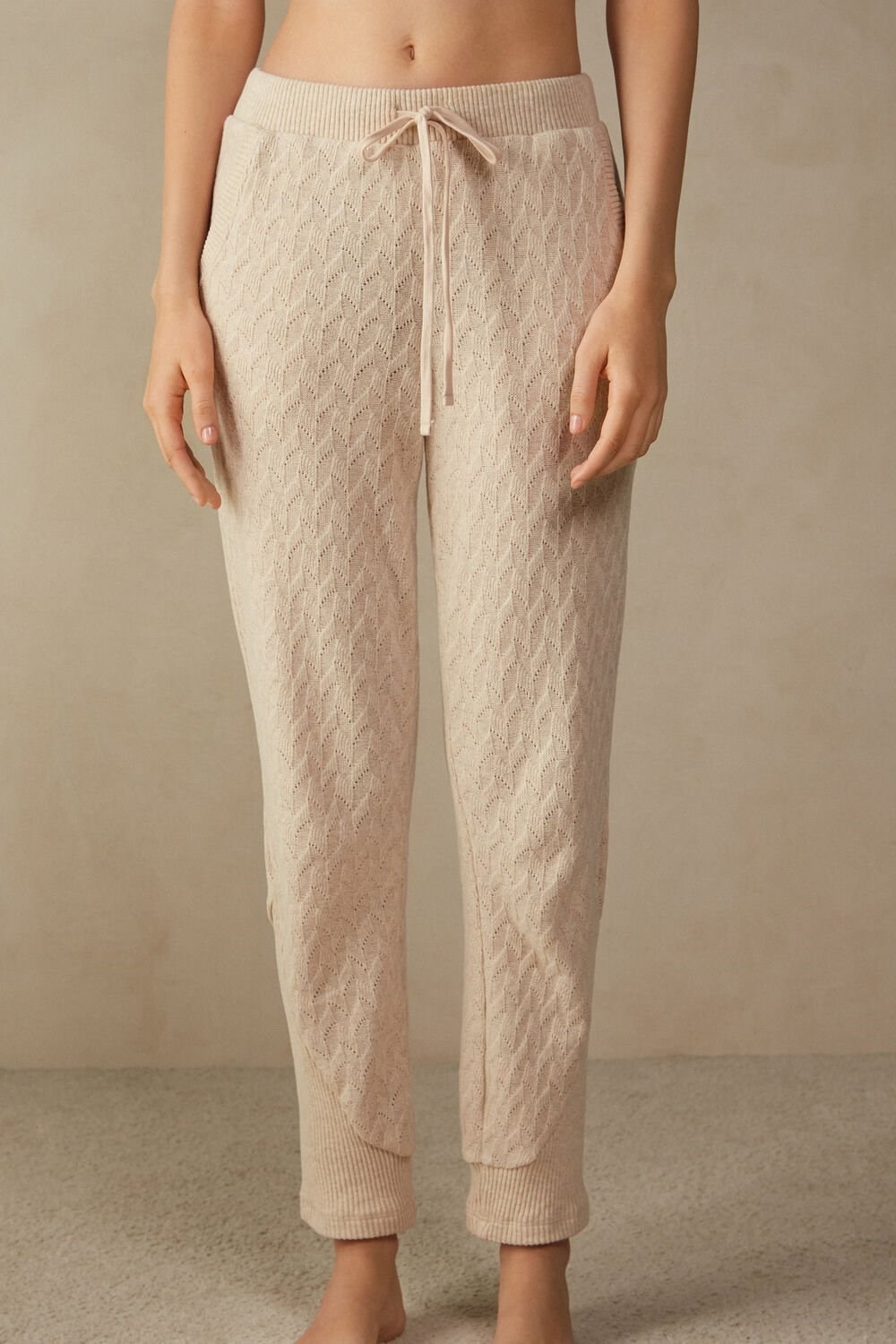 Intimissimi Winter Braid Full Length Cuffed Pants Beige | 94352WJFN