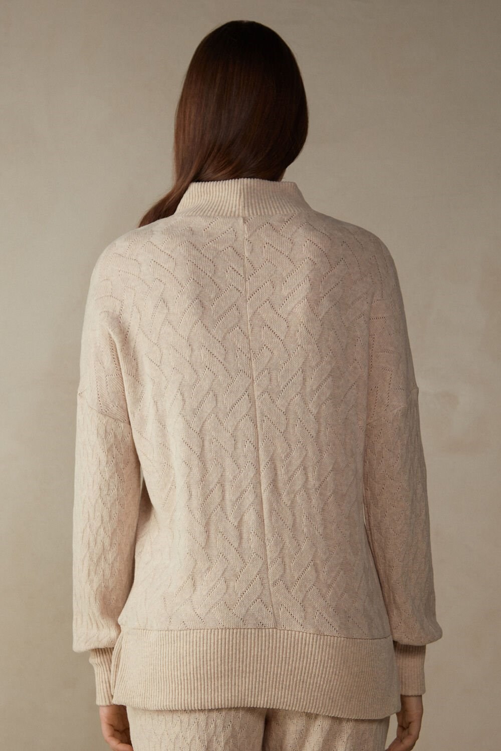 Intimissimi Winter Braid Long Sleeve Jacquard Top Beige | 18630QHOG