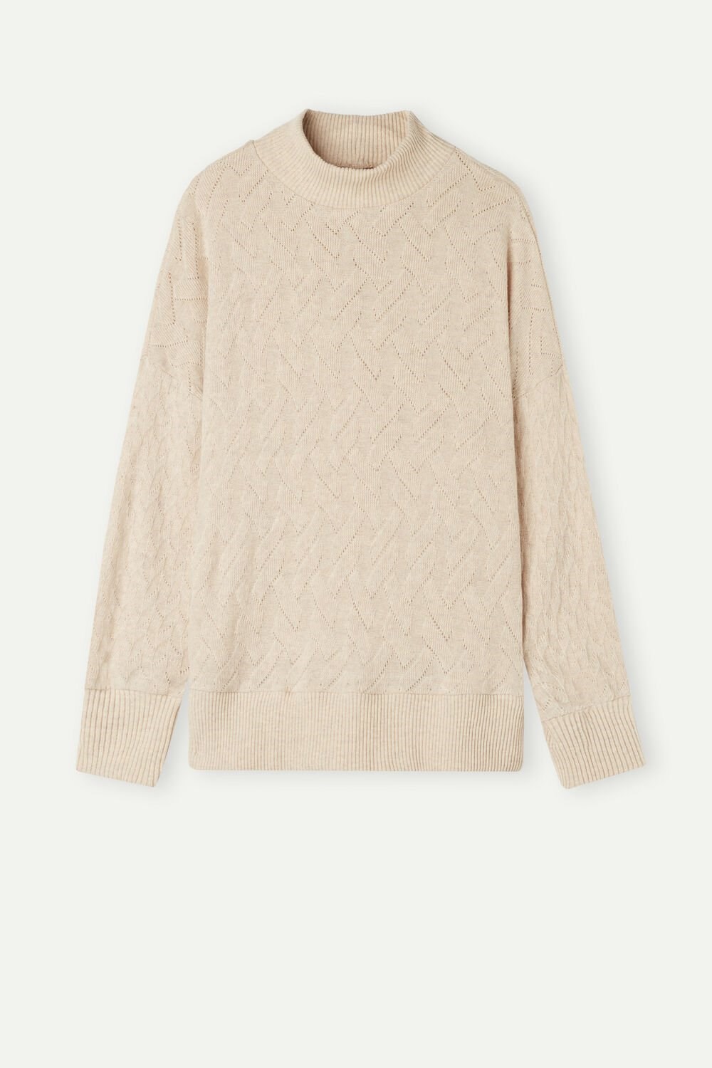 Intimissimi Winter Braid Long Sleeve Jacquard Top Beige | 18630QHOG