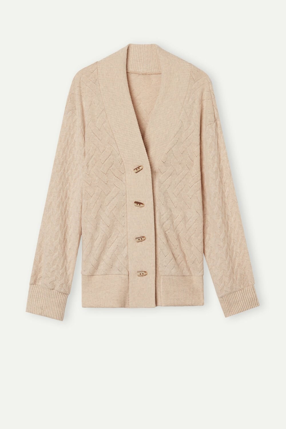 Intimissimi Winter Braid Long Sleeve Jacquard Cardigan Beige | 21036YAKR