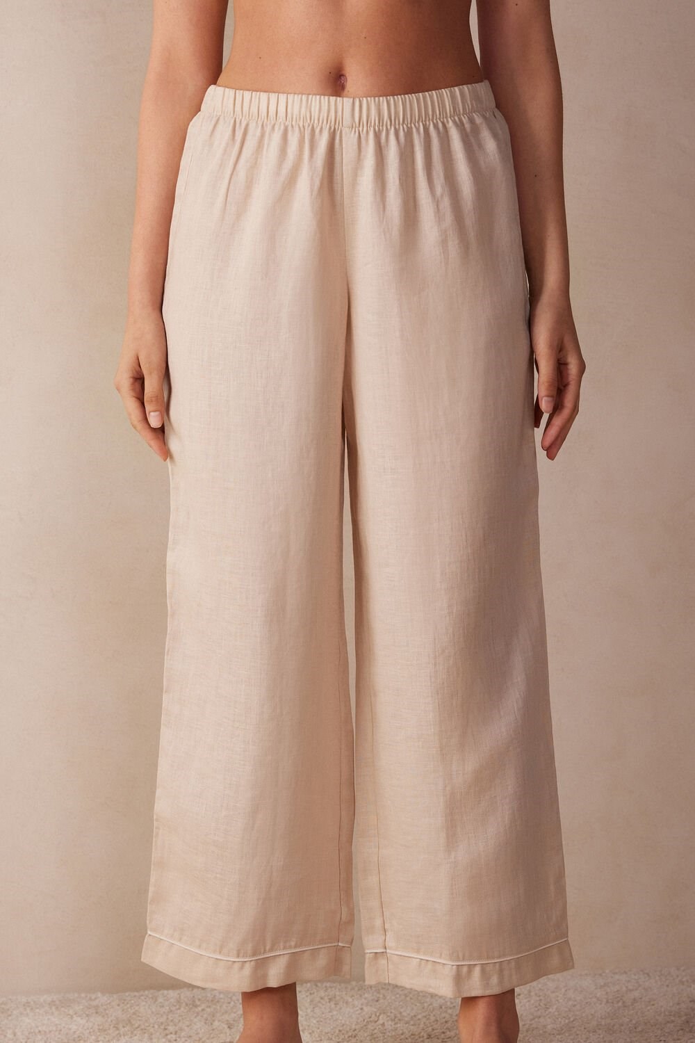 Intimissimi Yacht Night Linen Pants Beige | 30217PKNJ