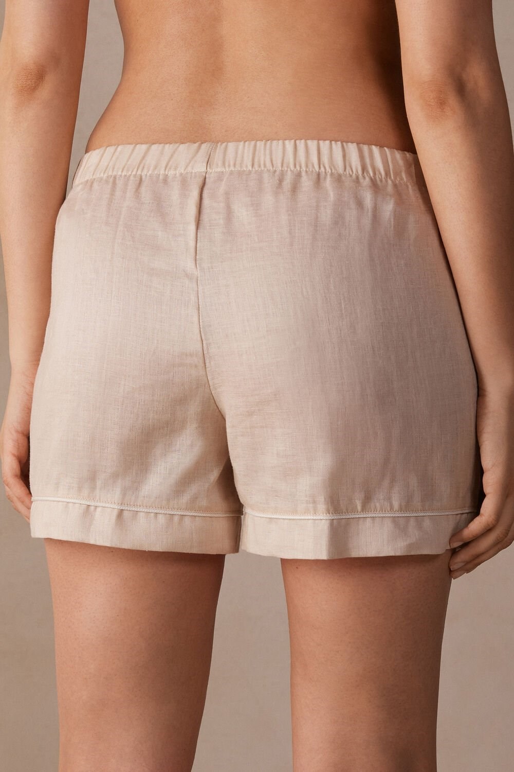 Intimissimi Yacht Night Linen Shorts Beige | 37925SRXK