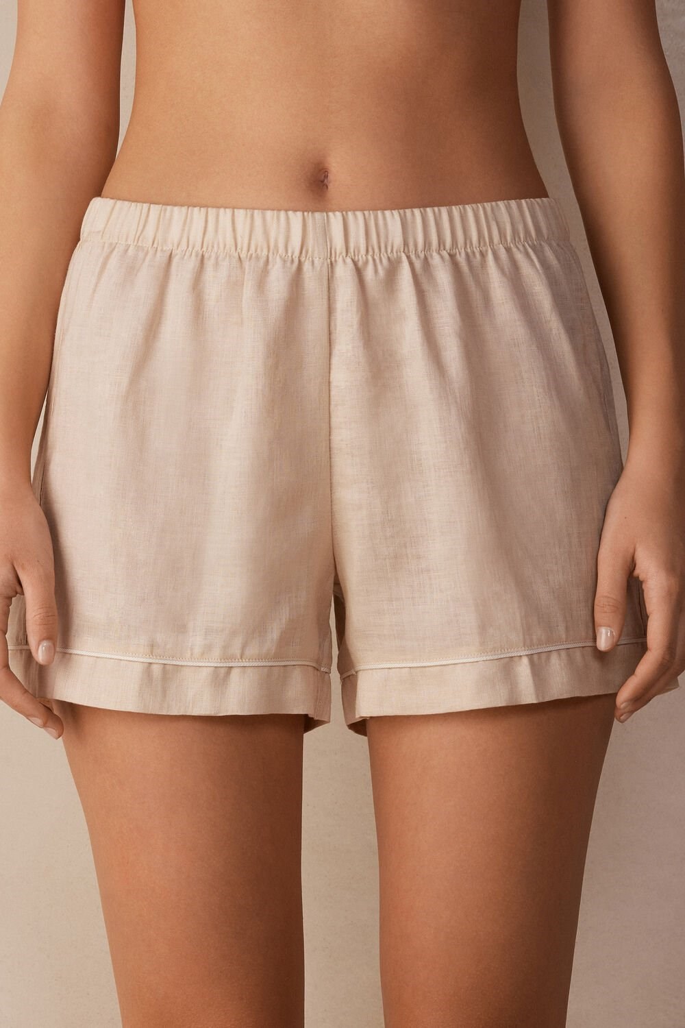 Intimissimi Yacht Night Linen Shorts Beige | 37925SRXK